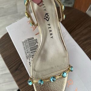 Katy Perry Collections Gold Heels with Blue Gems